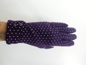 Gants violets à pois intérieur polaire chauds pin-ups