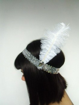 Headband argenté rétro élastique en sequin pour pin-ups