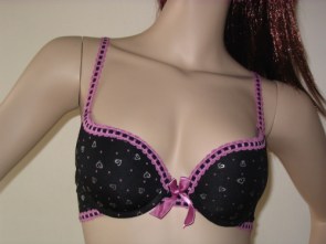 Soutien-gorge push-up noir pois et coeurs "Joli coeur"