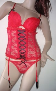 Ensemble soutien-gorge en dentelle rouge "Red glamour"