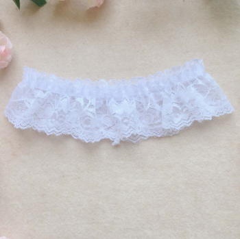 Jarretière élastique simple en dentelle blanche