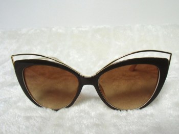 Lunettes de soleil rétro pin-up marrons et beiges