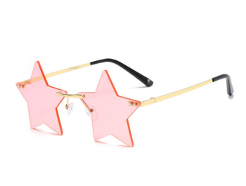 lunettes-de-soleil-forme-etoiles-roses-claires-branches-dorees