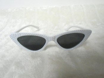 Lunettes de soleil papillon pointues blanches à strass