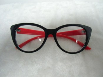 Lunettes papillon verres transparents noir et rouge rétro