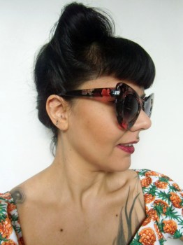 Lunettes de soleil papillon pin-up fleurs oversize