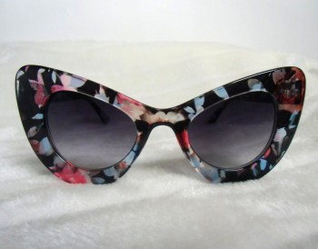 Lunettes de soleil papillon pin-up fleurs oversize