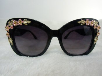 Lunettes de soleil oversize monture fleurs en relief