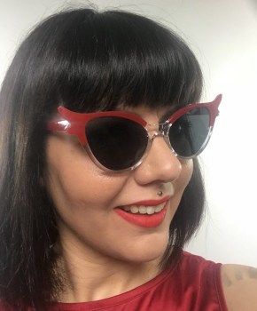 Lunettes de soleil papillon pointues rétro rouges