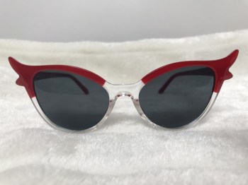 Lunettes de soleil papillon pointues rétro rouges