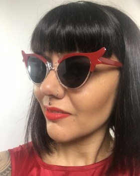 Lunettes de soleil papillon pointues rétro rouges