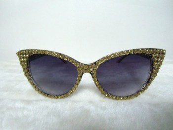 Lunettes de soleil papillon strass dorés pin-up