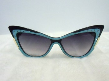 Lunettes de soleil papillon rétro bicolores noires bleues