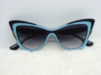 Lunettes de soleil papillon rétro bicolores noires bleues