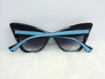 Lunettes de soleil papillon rétro bicolores noires bleues