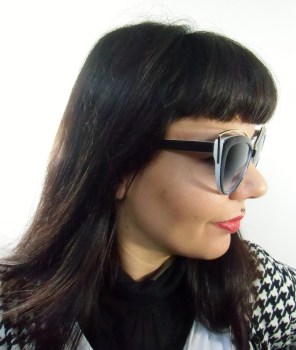 Lunettes de soleil rétro pin-up noires et blanches