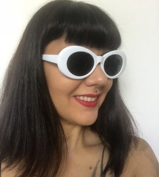 Lunettes de soleil rétro années 60 ovales blanches