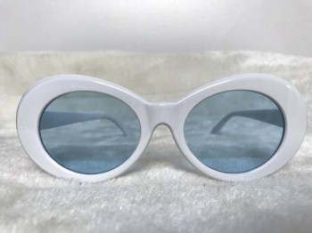 Lunettes de soleil rétro années 60 ovales blanches