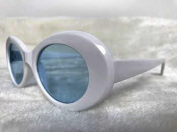 Lunettes de soleil rétro années 60 ovales blanches