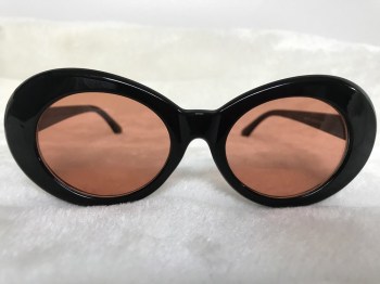 Lunettes de soleil rétro années 60 ovales noires