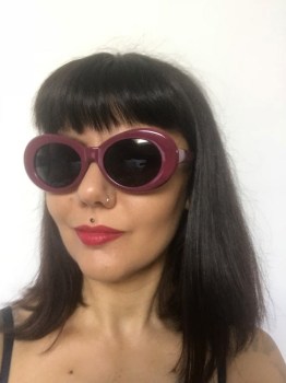 Lunettes de soleil rétro années 60 ovales prunes