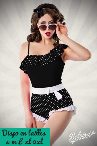 Maillot de bain rétro pin-up 1 pièce asymétrique pois