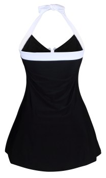 Maillot de bain rétro robe 1 pièce noir à pois