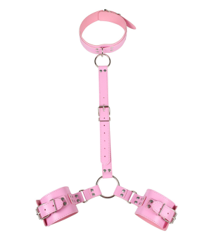 menottes-collier-bdsm-similicuir-rose