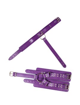 menottes-collier-bdsm-similicuir-violet-2