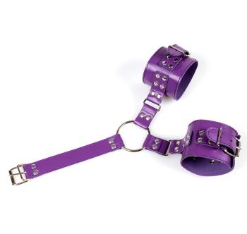 menottes-collier-bdsm-similicuir-violet-3