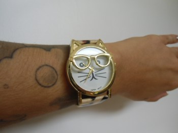 Montre originale tête de chat hipster bracleet léopard