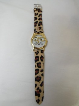 Montre originale tête de chat hipster bracleet léopard