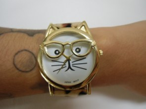 Montre originale tête de chat hipster bracelet léopard