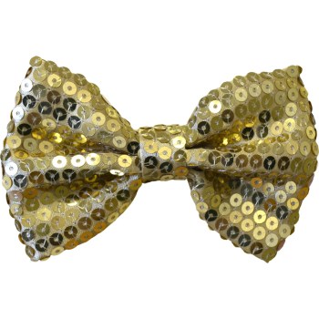 Noeud papillon doré femme brillant en sequin