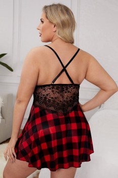 nuisette-grande-taille-carreaux-noirs-rouges-tartan-bucheron-dentelle-LC31317-3-9