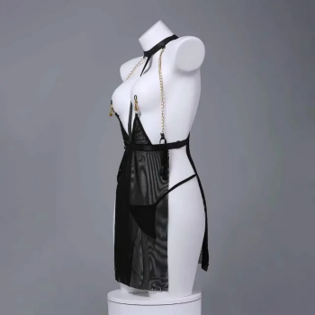 nuisette-sexy-bondage-transparente-noire-pince-tetons-3