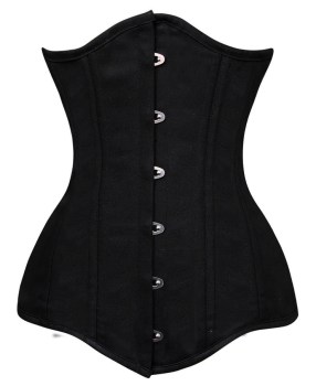 Corset underbust noir armatures métalliques acier lacet