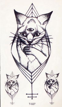 Tatouage temporaire original têtes de chat mystiques