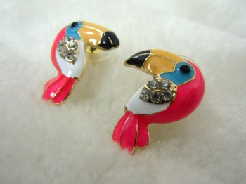 Boucles d'oreilles pin-up oiseaux toucans multicolores