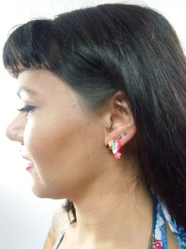 Boucles d'oreilles pin-up oiseaux toucans multicolores