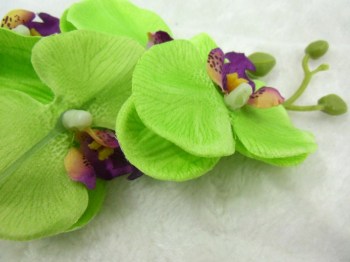 Pince clip à cheveux branche d'orchidées vertes