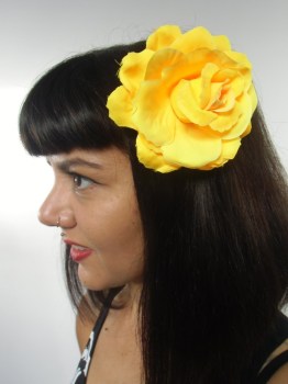 Pince clip à cheveux broche rose jaune coiffure rétro