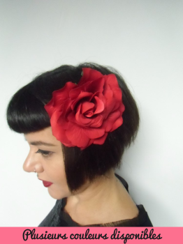 Pince clip à cheveux broche rose rouge coiffure rétro