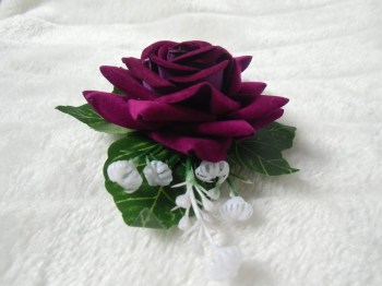 Pince clip à cheveux broche composition florale rose violet pourpre
