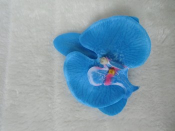 Pince clip à cheveux fleur orchidée bleue