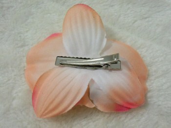 Pince clip à cheveux fleur d'orchidée champagne perle