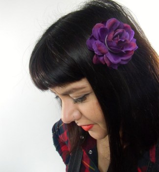 Pince clip à cheveux fleur pivoine en tissu couleur au choix