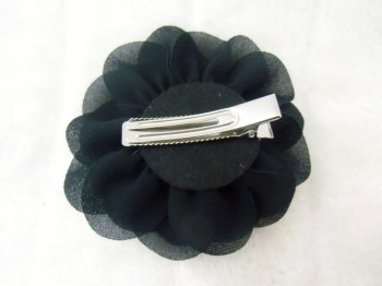 Pince clip à cheveux noire blanche en tissu