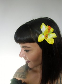 Pince clip à cheveux fleur d'orchidée coiffure pinups