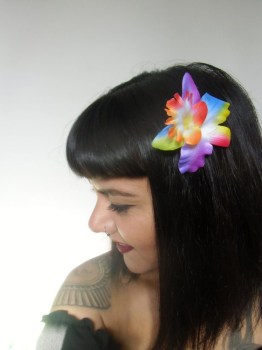 Pince clip à cheveux fleur d'orchidée coiffure pinups